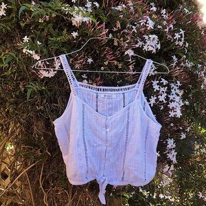 Ripcurl embroidered white tank top front tie🌞